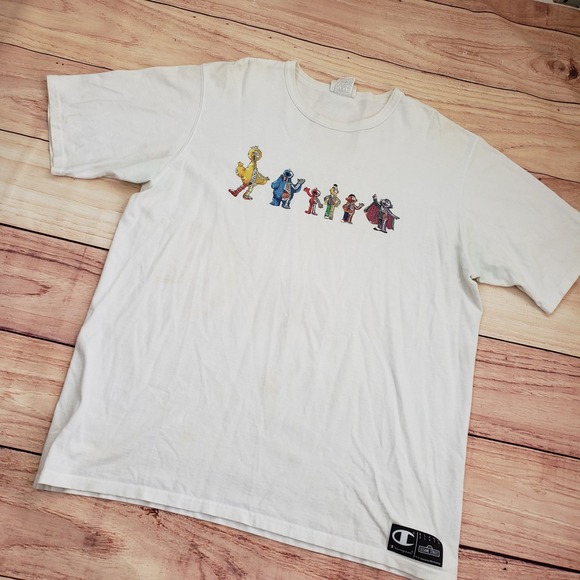 VINTAGE Champion Sesame Street Shirt Mens 2XL XXL White Short Sleeve Adult - Picture 2 of 11